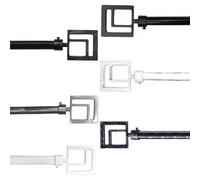 Barra de Cortina Extensible, Barra Universal Decorativa de Metal Color varios Blanco y Negro, cuadrado 16-19 mm Diámetro, Tamaños 70-120/120-210/160-310cm