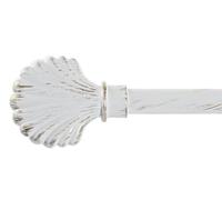 Barra de Cortina Extensible de Metal Blanca Minimalista para Dormitorio Vintage de 120-210 cm (Concha)