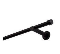 Barra de cortina negra 180 cm 1 barril 19 mm tapa de pared metálica
