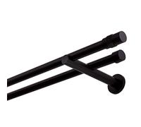 Barra de cortina negra 320 cm 2 barriles 19 mm cilindro de pared de metal