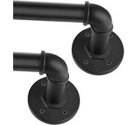 Barra de cortina negra ajustable de metal, de 88 a 266 cm, juego de 2, apta para montaje en pared y techo