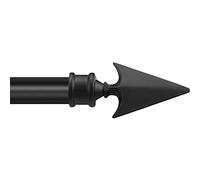 Barra de cortina negra para cortinas con ojales, extensible de 91 cm a 168 cm, barra de metal con remates decorativos planos y soportes (19/16 mm) Deco Essential