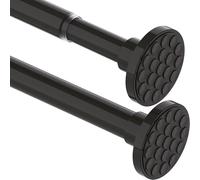 Barra de cortina sin agujeros, extensible, barra telescópica, barra de cortina de ducha extra gruesa, barra tensora para baño, dormitorio negro (85-155CM Φ32 mm)