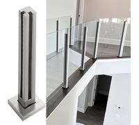 Barra de fijación de la valla de vidrio Poste de protección de barandilla de vidrio, poste de barandilla de plataforma de cubierta cuadrada for paneles de vidrio, plástico y madera(Corner Post,65cm/25