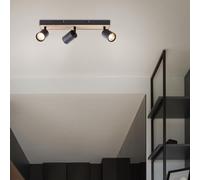 Barra de focos LED brillante, de 3 luces, modelo Jello Wood, 42 cm, metal/madera, color /madera