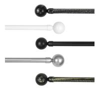Barra de Forja Cortinas Extensible, Universal, Palo Delgado, Barras de Cortinas Decorativas, Barra Extensible de Metal con 2 Terminales, Soportes y Tornillos - Bola