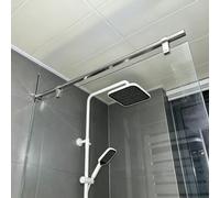 Barra de Soporte para Panel de Vidrio Fijo, Barra Estabilizadora de Pared para Mamparas de Ducha Sin Marco, Soporte de Acero Inoxidable para Vidrio de Ducha(Silver,900mm(35.4in))