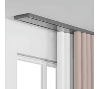 Barra deslizante de aluminio de doble pista de 2.3 a 19.7 pies para montaje en techo para sala de estar y dormitorio (gris, 4,30 m)