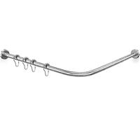 Barra para cortina de ducha en forma de L, telescópica, de 70 a 100 cm de longitud, de 110 a 170 cm de altura, fabricada en acero inoxidable, para el baño