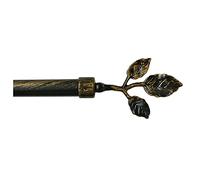 Barra para cortina de hierro extensible con anillos deslizantes modelo BASTONE TENDA FOGLIE 160-300 NEGRO ORO