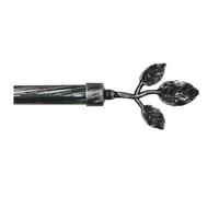 Barra para cortina de hierro extensible con hojas modelo BASTONE TENDA FOGLIE 160-300 NEGRO PLATA