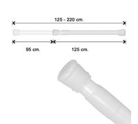Barra para cortina ducha extensible aluminio blanco 125 a 220 cm.