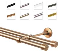 Barra para cortinas, 19 mm, montaje en pared, doble riel, cobre, 400 cm