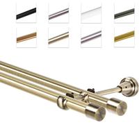 Barra para cortinas, 19 mm, montaje en pared, doble riel, color dorado antiguo, 540 cm