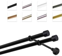 Barra para cortinas, 19 mm, montaje en pared, doble riel, color mate, 320 cm