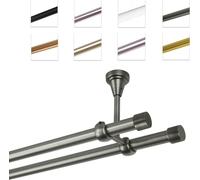 Barra para cortinas, 19 mm, montaje en techo, doble, acero envejecido, 320 cm