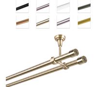 Barra para cortinas, 19 mm, montaje en techo, doble, color dorado antiguo, 360 cm