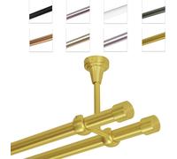 Barra para cortinas, 19 mm, montaje en techo, doble, latón dorado, 600 cm