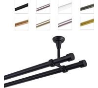 Barra para cortinas, 19 mm, montaje en techo, doble riel, color mate, 320 cm