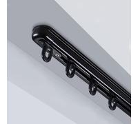 Barra para cortinas con sistema de riel telescópico, montaje en techo, color negro, longitud de 85 a 150 cm