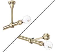 Barra para cortinas de 240 cm, color dorado, de un solo carril, barra de cortinas estable con esfera de cristal, para montaje en pared o en techo