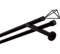 Barra para cortinas negra mate, estable, de 19 mm de diámetro, con sistema deslizante, montaje sencillo, para fijación en pared, de doble carril, 600 cm