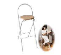 Barra plegable con respaldo, portátil, altura 65/70/75 cm de alto, soporta 125 kg, no requiere montaje, ideal para comedor, oficina, juegos (madera)
