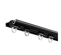 Barras de cortina ajustables montadas en el techo, riel de aluminio negro de 330 cm para sala de estar, dormitorio, ventana de bahía, litera de caravana, divisor de habitación versátil y solución de
