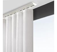 Barras de metal ultrafinas para cortinas de techo, color blanco y negro, 16ft / 4,9 m, ideal para hospital, oficina, cenador y divisor de habitación, sistema de riel deslizante suave