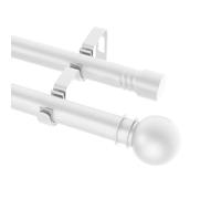 Barras Dobles Blancas para Cortinas, Juego de Barras para Cortinas con 2 Postes y Soportes, Barra de Cortina Metálica de 5/8 Pulgadas de Diámetro BLANCO 31in-52in-