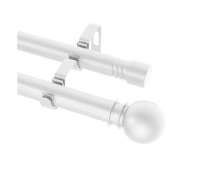 Barras Dobles Blancas para Cortinas, Juego de Barras para Cortinas con 2 Postes y Soportes, Barra de Cortina Metálica de 5/8 Pulgadas de Diámetro BLANCO 31in-154in
