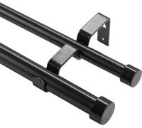 Barras dobles para cortinas, de longitud ajustable de 183 a 366 cm (6-12 pies), color , con adornos en forma de borlas. Diámetro de 2,5 cm y 1,9 cm. Barras dobles para ventanas, ideales para cortinas