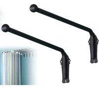 barras para cortinas con brazo oscilante, Barra de cortina con brazo oscilante resistente remates, negro/dorado, 70/90 cm, paquete 2-6