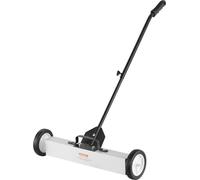 Barredora magnética con ruedas de 22,7 kg, tipo de empuje, con imán de 61 cm de diámetro para recoger residuos en talleres, garajes y jardines, con mango telescópico para facilitar la limpieza