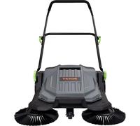 Barredora manual para suelos, con empuje, de 65 cm de ancho de barrido. Barredora manual, no eléctrica, con un contenedor de residuos de 19 litros. Mango plegable y ajustable en ángulo y altura, ideal