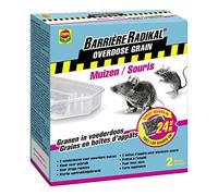 Barrera Radikal Sobredosis de Grano Cebo para Ratones, 2 Cajas de alimentación para Varios Ratones, Listas para Usar, para Cuartos Secos, Fuerte atracción, 2 x 10 g