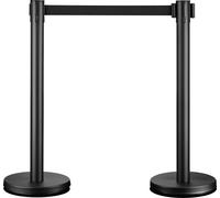 Barreras móviles Wiltec, de 32 x 7 x 90 cm, en color , con cinta de sujeción de 200 cm, soporte de bloqueo de acero inoxidable, sistema de control de multitudes para eventos