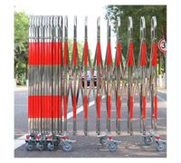 Barricada móvil expandible, valla telescópica de acero inoxidable, barrera plegable de construcción de seguridad con ruedas para garaje al aire libre