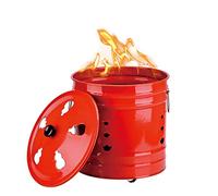 Barril de Acero Inoxidable para Quemar, Lata de Metal para Jardín, Jaula para Incendios, Incinerador de Desechos, Contenedor para Papel, Hoja Roja (Tamaño: 26cm)