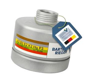 BartelsRieger Filtro combinado BR ABEK2HgP3, filtro ABEK Clase de protección A2B2E2K2HgP3, filtro respiratorio certificado DIN contra gases, vapores y partículas para industria, química, artesanía