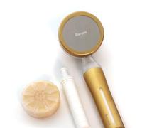 Barumi Pluo Cabezal de ducha filtrado a mano - dorado | Filtro de vitamina C para piel y cabello sanos | cabezal de ducha de chorro suave de alta presión | ablandador de agua dura de doble filtración