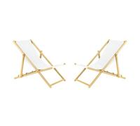 BAS Tumbona Plegable de Madera con Sistema de Seguridad, 2 Unidades, Color Blanco