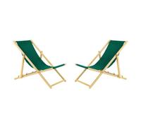 BAS Tumbona Plegable de Madera - Juego de 2 tumbonas Plegables Ligeras - Tumbona Plegable y Ajustable para jardín, Playa y balcón - Tumbona de jardín con Funda de Tela Transpirable - Tejido Mixto