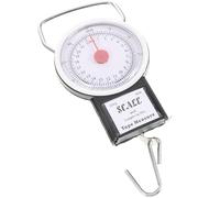 Báscula Colgante Portátil Gancho, 22kg, Blanco | Pantalla Mecánica Resistente al Agua, Plástico y Acero, para Mochila, Bolsa, Pesca y Mercado