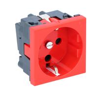 Base 2P+Z con cerradura Schuko, conexión mediante bornes de tornillo - 2 mod rojo 16A-250V Mosaic