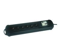 Base 6 tomas con protector de sobrecargas negra electro dh 36.256 8430