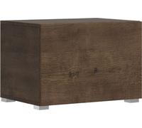 Base abatible de pie, con dimensiones de 60 cm de largo, 40 cm de alto y 39,2 cm de profundidad, y patas de madera de nuez