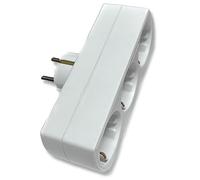 Base Adaptador Frontal TT | Clavija Triple 3 Salidas | 8 x 10 x 4 cm | Toma Multiple para Enchufe | Color Blanco