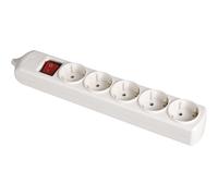 base bipolar 5 tomas con t/tl 10/16a 250v blanco + interruptor luminoso solera 8005il