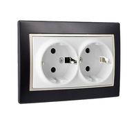 Base Bipolar Fija Doble 2P+T 16A Negro S.Europa SOLERA